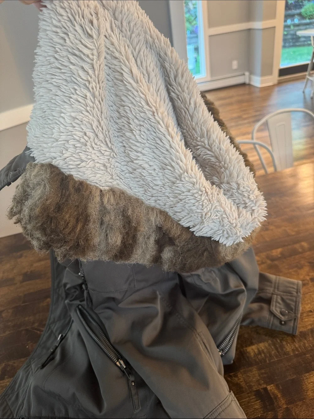 S-13 Women’s Olive Green Parka Coat with Faux Fur Trim